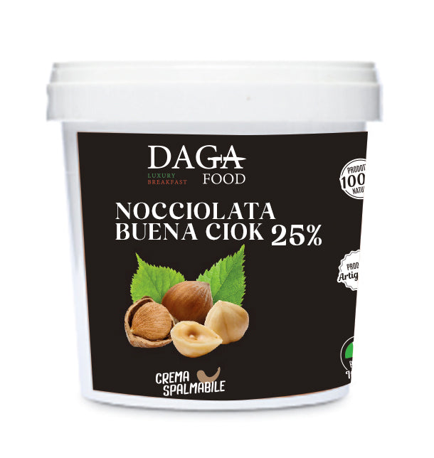 Nocciolata Buena Ciok 25% - Crema alla Nocciola - senza olio di palma - da 1 e 3 Kg